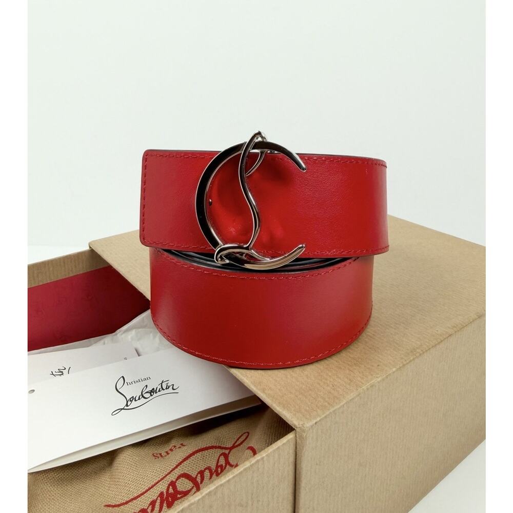 Christian Louboutin Red Leather Logo Buckle Belt